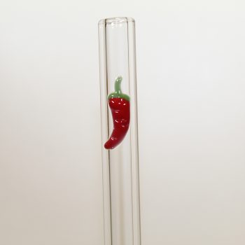 Red Pepper Accent Glass Straw with Cleaning Brush