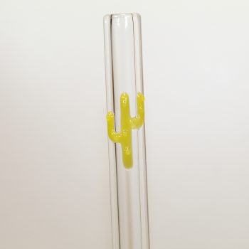 Cactus Accent Glass Straw with Cleaning Brush