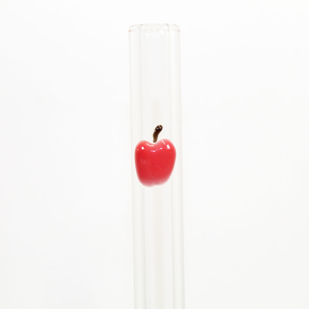 Apple Accent Glass Straw with Cleaning Brush - Image 2